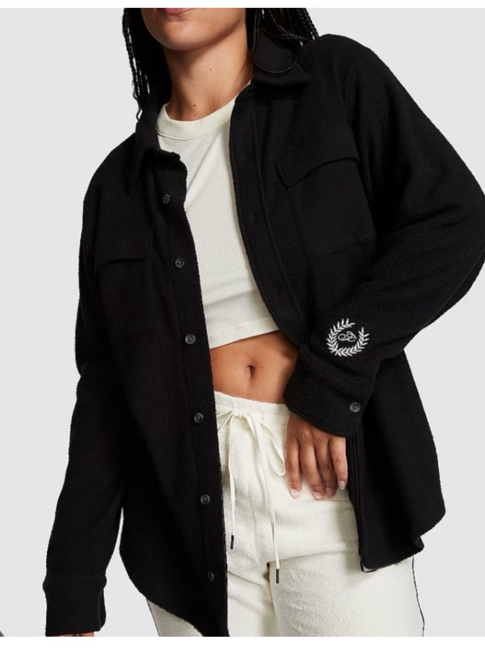 PINK by Victoria’s Secret Black Button-Up Shirt Jacket